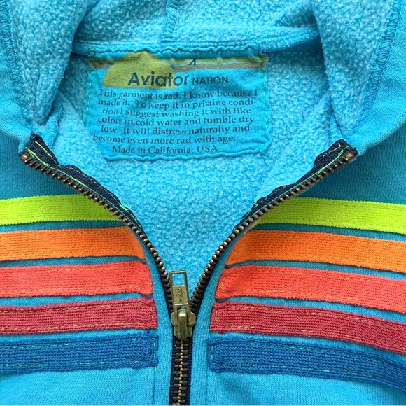 Kids Aviator Nation 5 stripe zip hoodie 4 - Picture 5 of 5